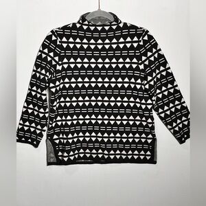 Anne Klein Monochrome Geometric Black White Knit Sweater Medium